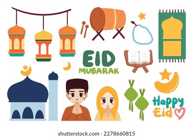 handgezeichneter Cartoon eid mubarak Aufkleber