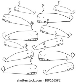 hand drawing cartoon funny whales