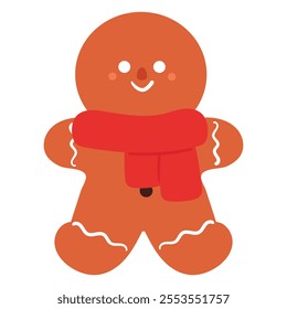 hand drawing cartoon gingerbread. cute gingerbread for christmas sticker, icon