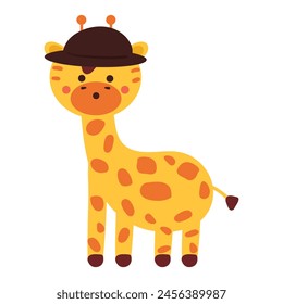 hand drawing cartoon giraffe. cute animal doodle