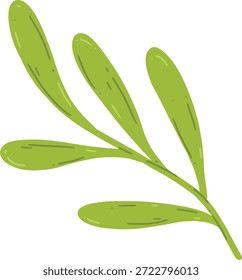 Dibujo a mano de dibujos animados de hoja verde Ilustración vectorial