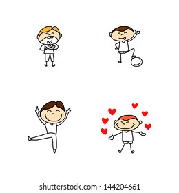 hand drawing cartoon happiness people