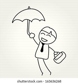 hand drawing cartoon - happy business vector