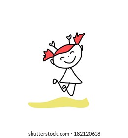 hand drawing cartoon happy kid back to school