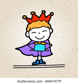 Hand drawing cartoon happy kid playing with joyful