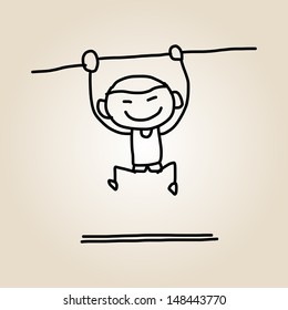 hand drawing cartoon happy kids playing 