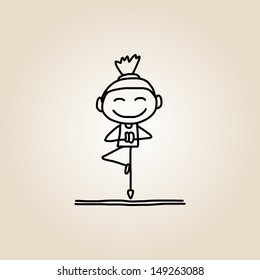 hand drawing cartoon happy kids playing 