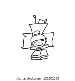 hand drawing cartoon happy kids playing