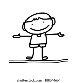 hand drawing cartoon happy kids