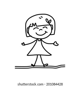 hand drawing cartoon happy kids