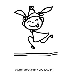 hand drawing cartoon happy kids