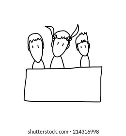 hand drawing cartoon happy kids 