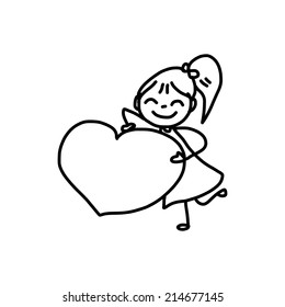 hand drawing cartoon happy kids 