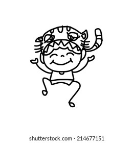 hand drawing cartoon happy kids 