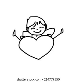 hand drawing cartoon happy kids 