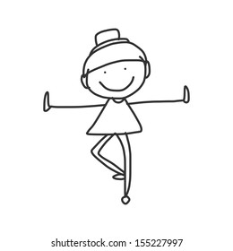 hand drawing cartoon happy people yoga