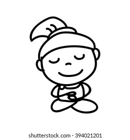 Hand drawing cartoon happy people meditation vector illustration