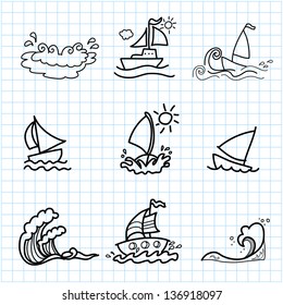 hand drawing cartoon on graph paper illustrator background eps10