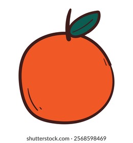 hand drawing cartoon orange fruit. cute fruit doodle for icon or sticker