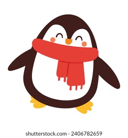 hand drawing cartoon penguin doodle. cute animal sticker for kids, cute animal icon and doodle