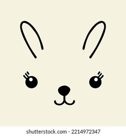 Hand Drawing Cartoon Pet Face Vector Art Illustration Isolated On Off White Background.