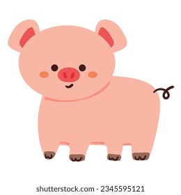 hand drawing cartoon pig. cute animal doodle