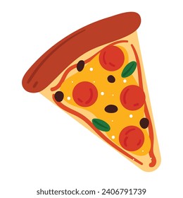 hand drawing cartoon pizza. cute food sticker doodle