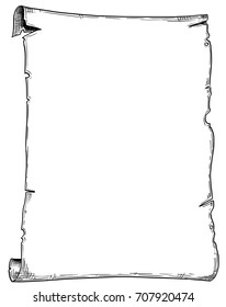 Hand drawing cartoon vector of empty background frame border scroll illustration.