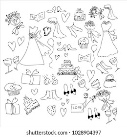 Hand drawing  cartoon vector for wedding