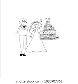 Hand drawing cartoon vector for wedding