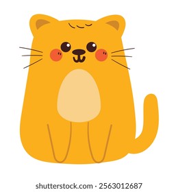 hand drawing cartoon yellow cat sticker. cute animal drawing, doodle