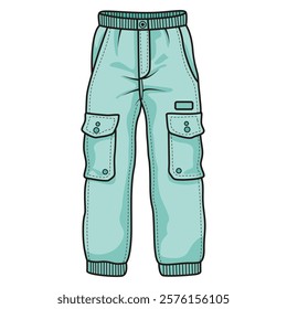 Hand Drawing of Casual Pants with Relaxed and Comfortable Style