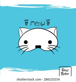 Hand drawing cat face logo vector.