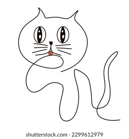 Dibujando a mano al gato. Gato de ilustración.  Dibujo de gato sobre fondo blanco para componente de diseño.