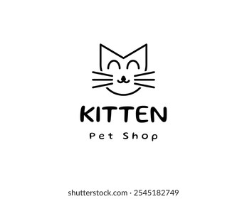 hand drawing cat kitten kitty pet logo design