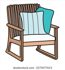 Hand Drawing Chair with Pillows Art Book