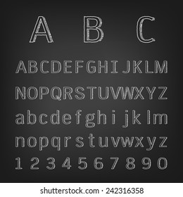 Hand drawing chalk alphabet