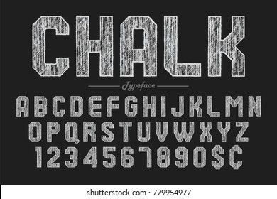 Hand drawing chalk font for chalkboard, pub and bar design. Vector illustration