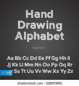 Hand drawing chalk font, vector Eps10 illustration.