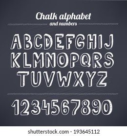 Hand drawing chalk latin alphabet