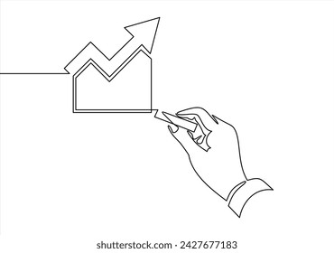 Hand drawing a chart, graph stock of growth
