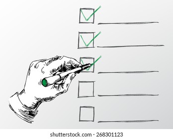 hand drawing check box on a white background. 