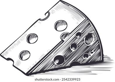 Hand drawing cheese dairy food product 