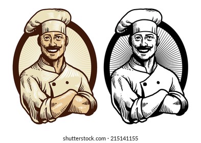 Hand Drawing Chef With Crossed Arm Pose
