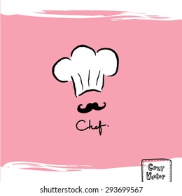 Hand Drawing Chef Hat Logo Vector.