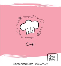 Hand drawing chef hat logo vector.