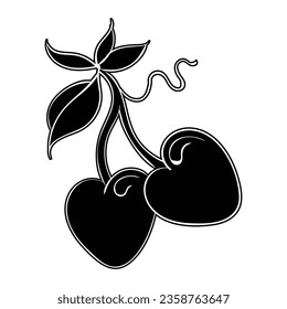 Hand drawing cherry vector. Suitable for fruit icon, sign or symbol.