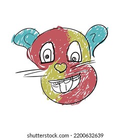 hand drawing in childhood.drawing of animal characters in childhood. full of nostalgic memories