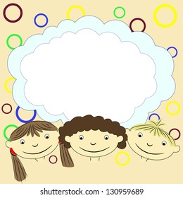 hand drawing children with banner