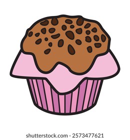 Hand Drawing of Chocolate Muffin with Intricate Details